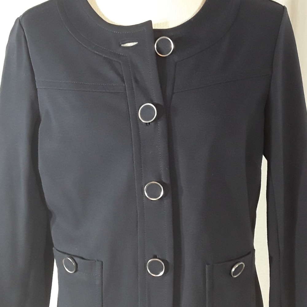 Banana Republic navy blue collarless jacket - Picture 2 of 7